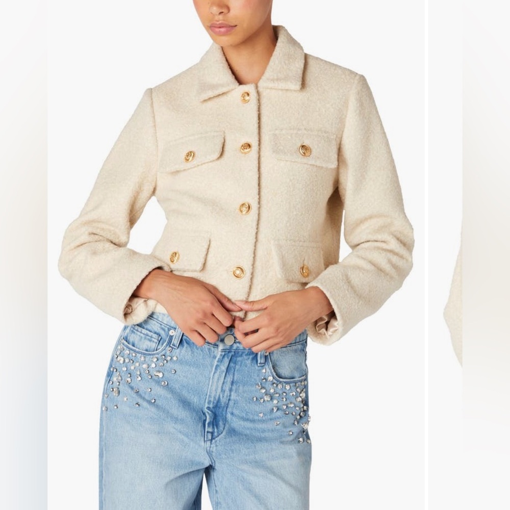 Blank NYC Boucle Cream jacket with Gold Buttons NWT